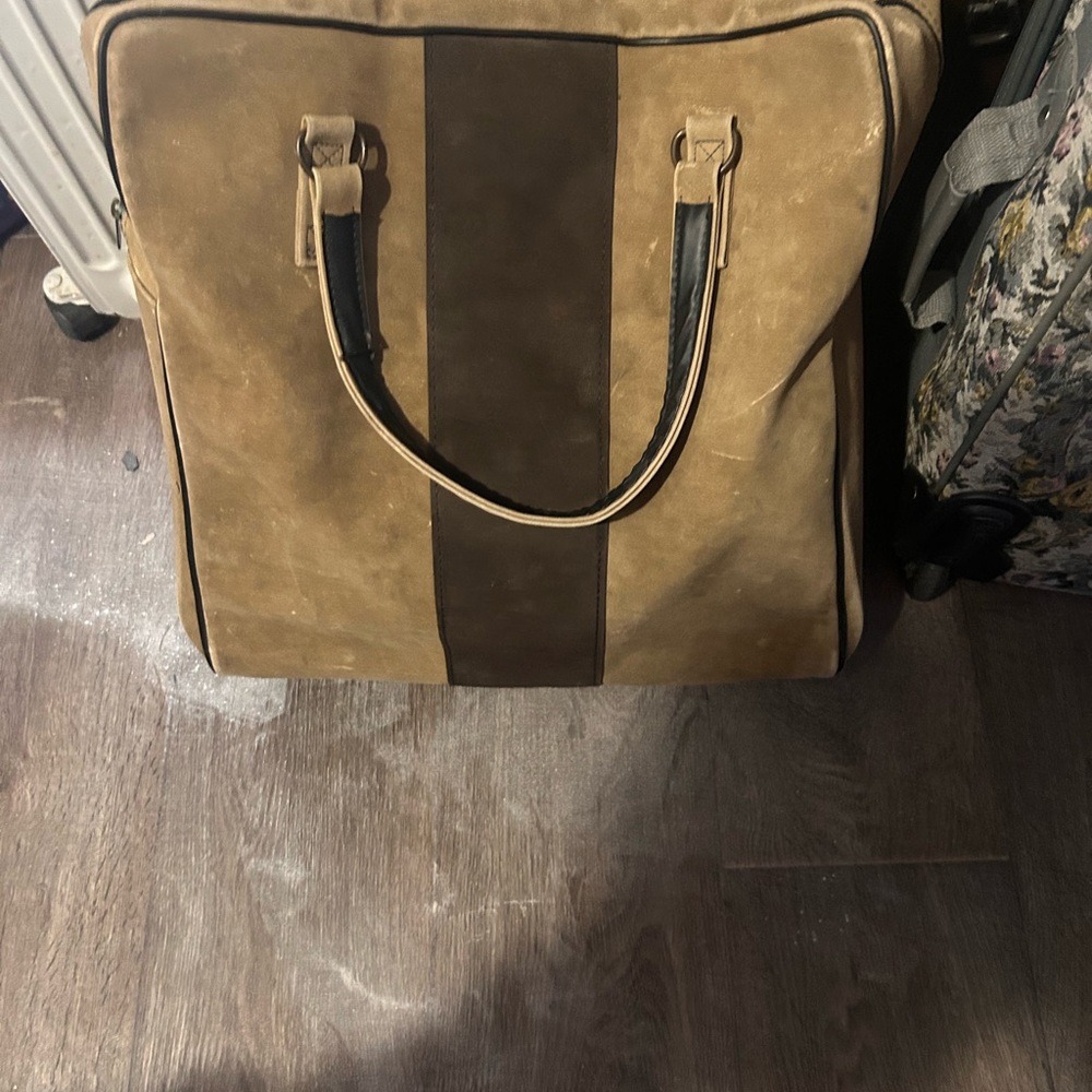 Men's Tan and Brown Leather Bag